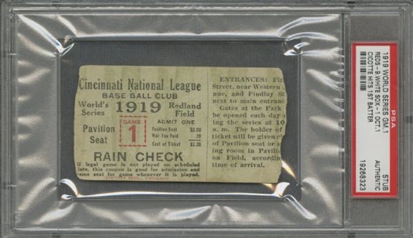 1919 World Series Game 1 Ticket Stub